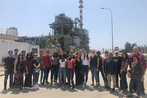 student group in spain at chemical plant
