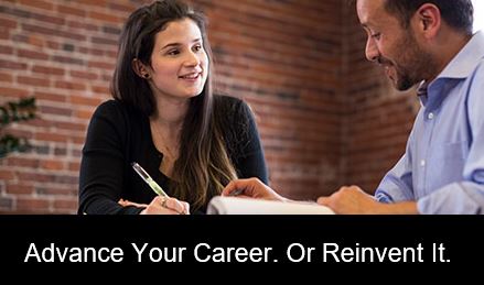 banner ad that says advance your career or reinvent it.
