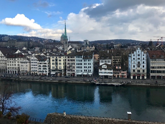 view of town on the water