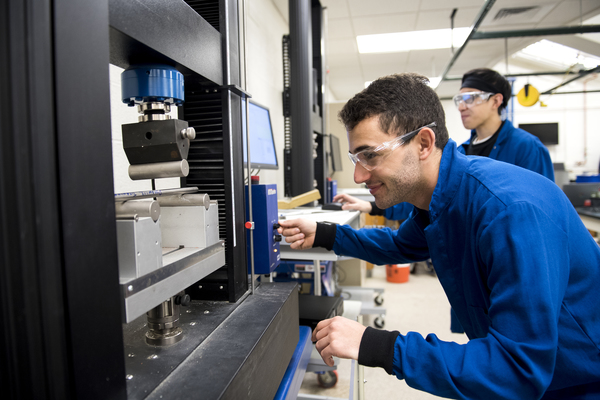 student working in civil engineering lab