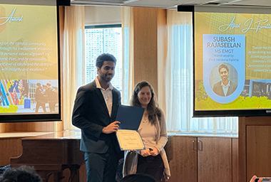 Subash receiving the prestigious Alfred J. Ferretti leadership award